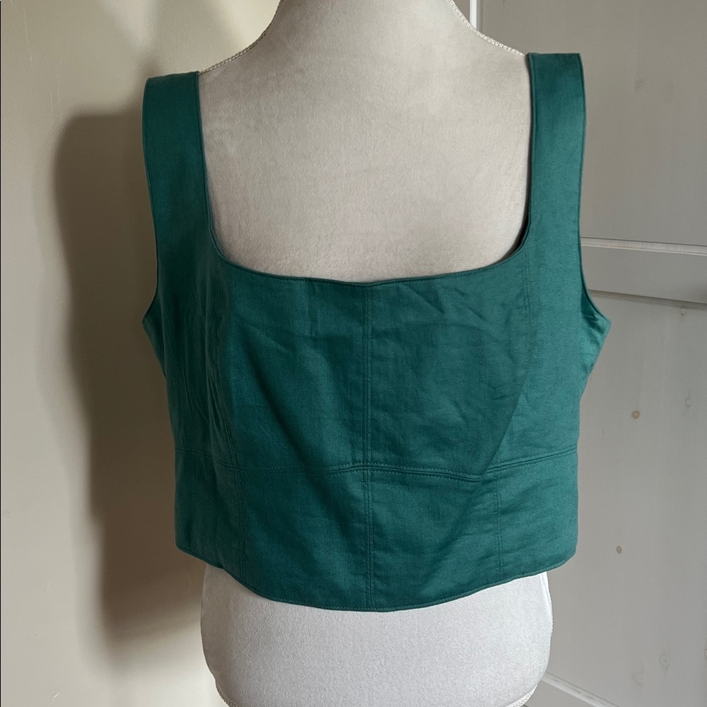 NWT Banana Republic Factory Cottagecore Linen-Blend Square Neck Bustier Size 16 - Picture 4 of 13
